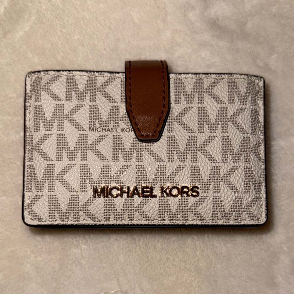 Michael Kors Beige and Brown Card Holder